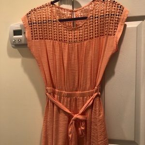 Peach colored spring dress